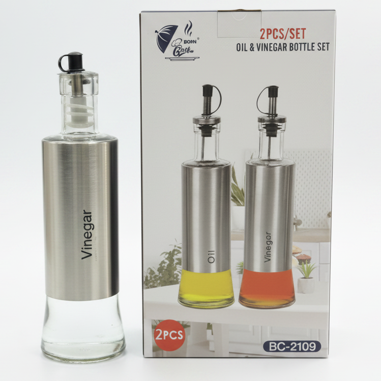 Oil & Vinegar Bottle Set | Stainless Steel |