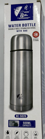500ml Double Wall Stainless Steel Water Bottle with Bag | Model BC-5020