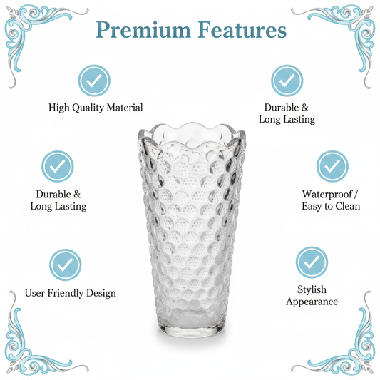 Crystal Glass Vase - Premium Features Infographic