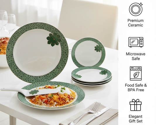 Green Clover Ceramic Plate Set - Benefits Infographic