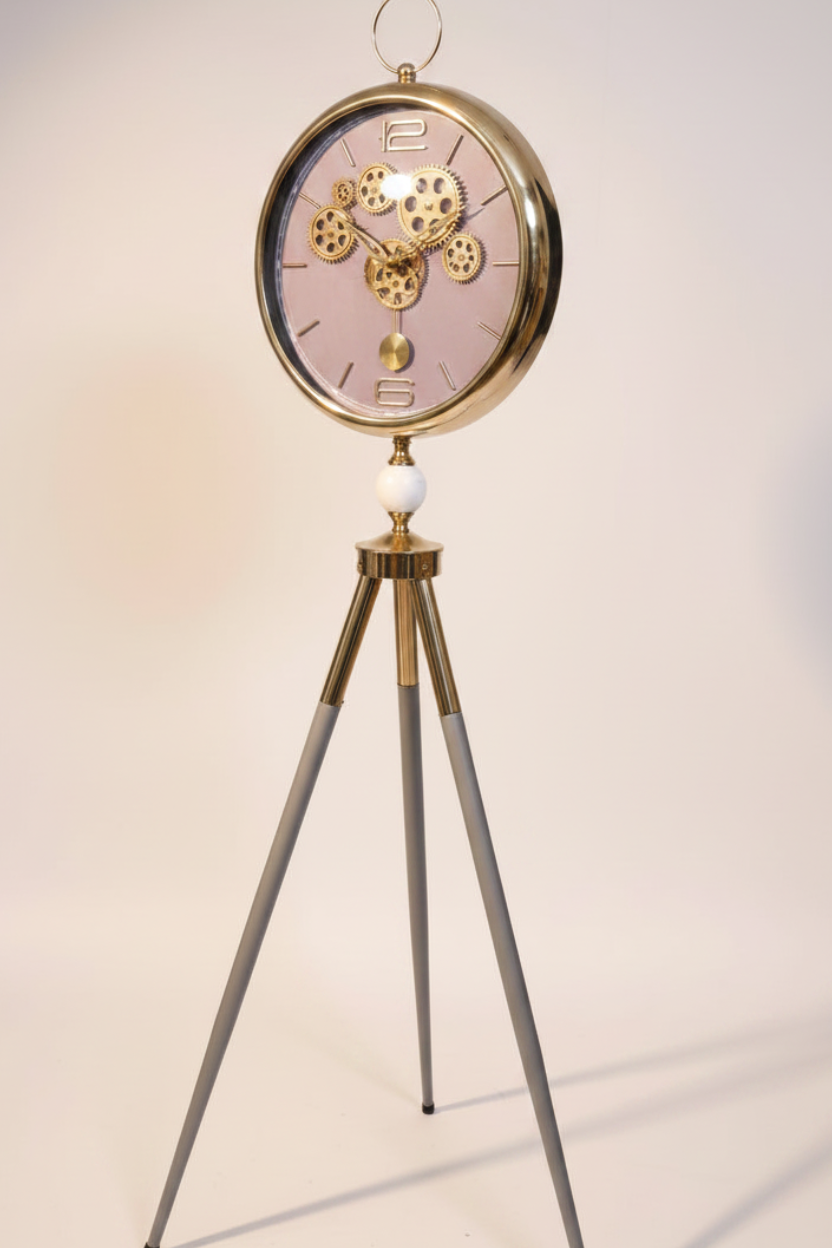 Luxury Tripod Floor Clock - Three-Quarter Angle