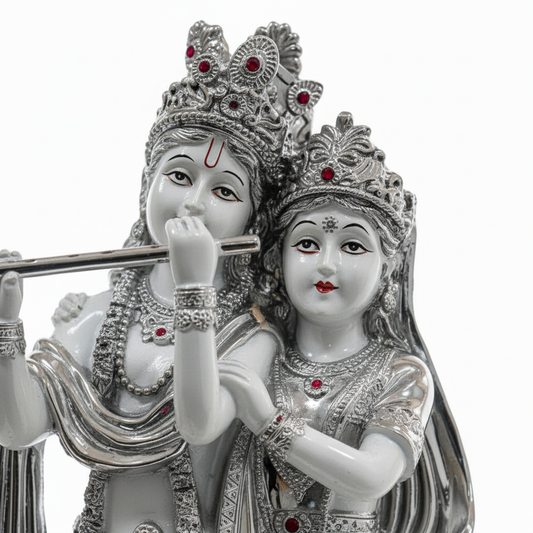 Radha Krishna – Face & Crown Close-up Detail