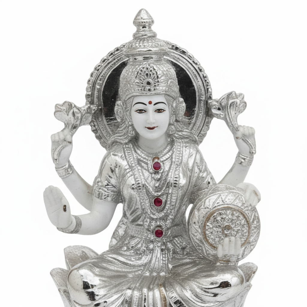 Silver Lakshmi Close-up Detail