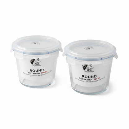 2 PC Round Glass Container Set