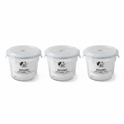 3 PC Round Glass Container Set
