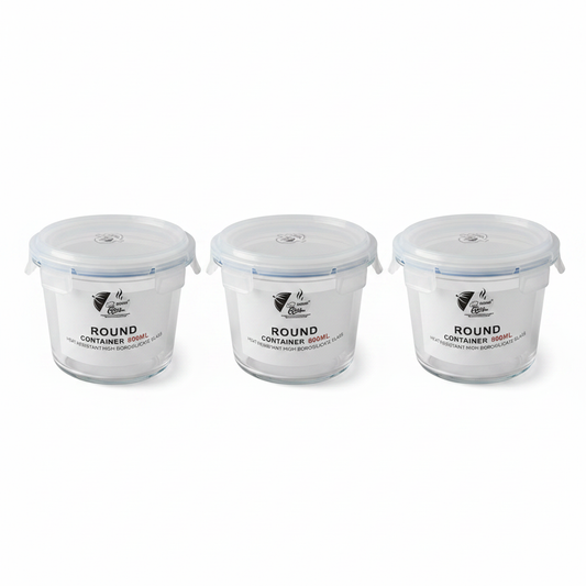 3 PC Round Glass Container Set