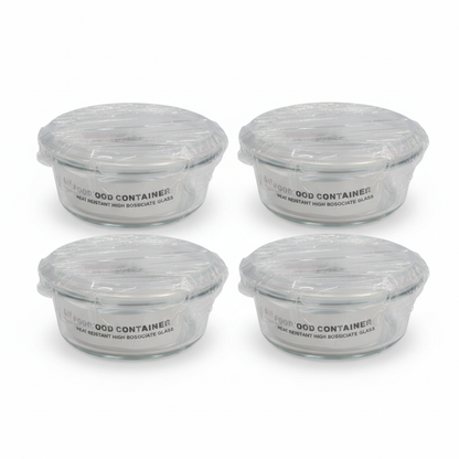 4 PC Round Glass Food Container Set