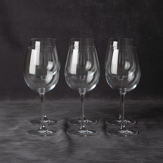 6 Crystal Wine Glasses Dark Background