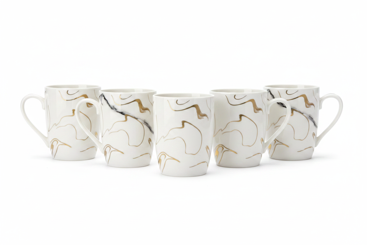6 Marble Mugs Set