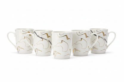 6 Marble Mugs Set