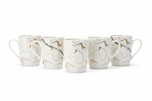 6 Marble Mugs Set