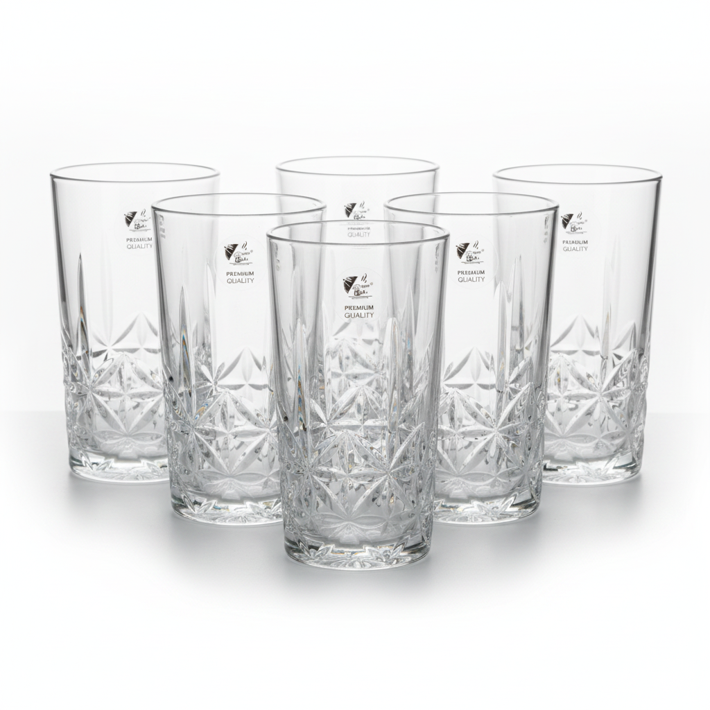 6 PC Crystal Cut Glass Set