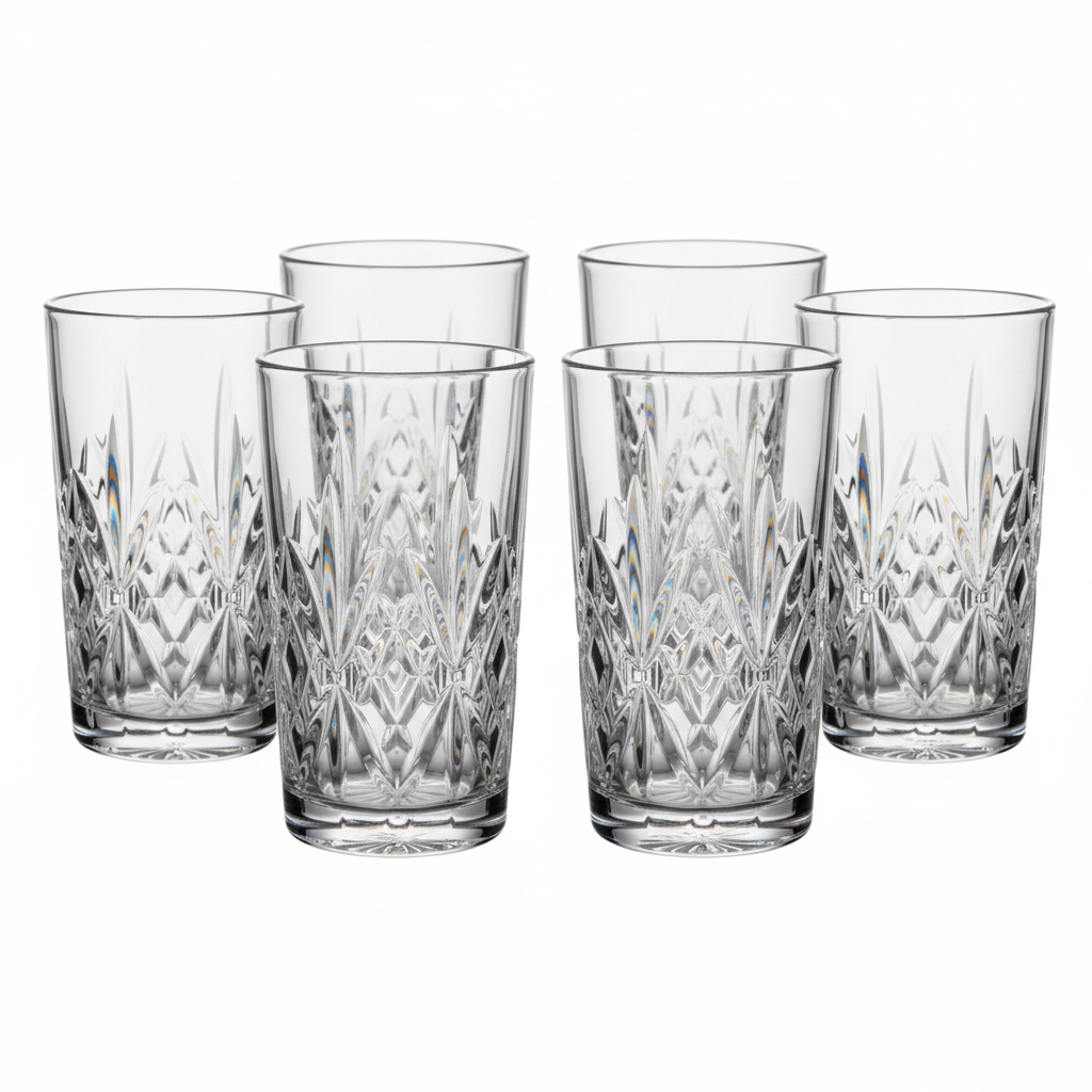 6 PC Crystal Cut Short Tumbler Set