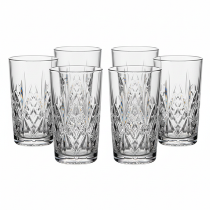 6 PC Crystal Cut Short Tumbler Set