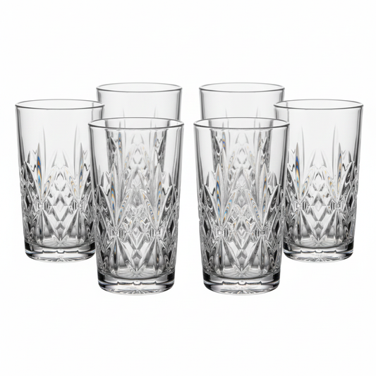 6 PC Crystal Cut Short Tumbler Set