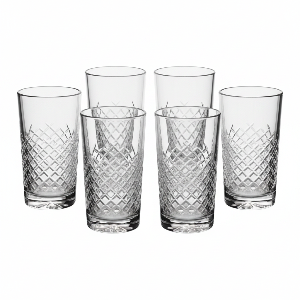 6 PC Diamond Cut Glass Set