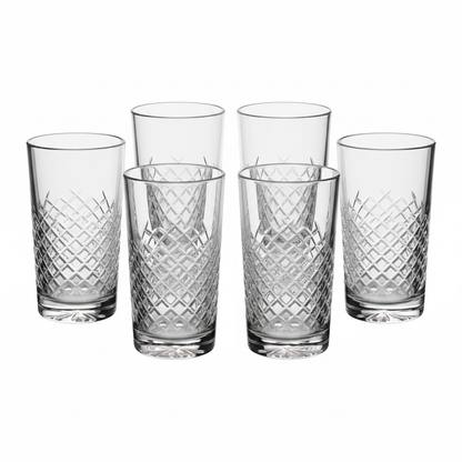 6 PC Diamond Cut Glass Set
