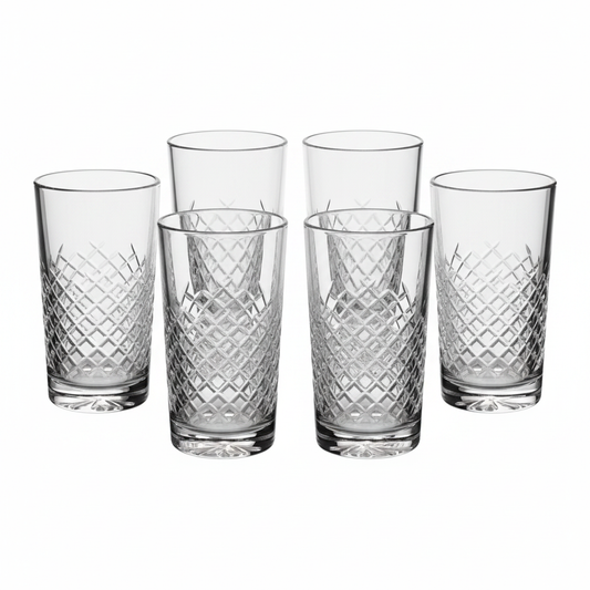 6 PC Diamond Cut Glass Set
