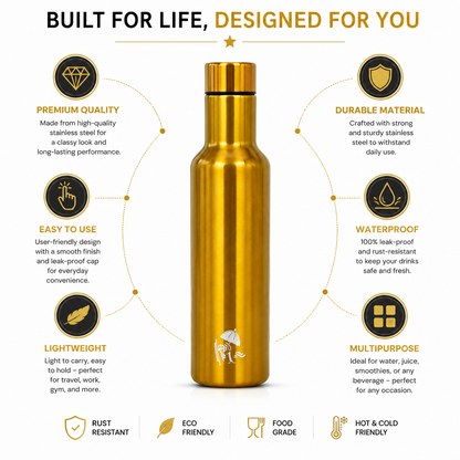 Stainless Steel Water Bottle | Golden | BC-9004