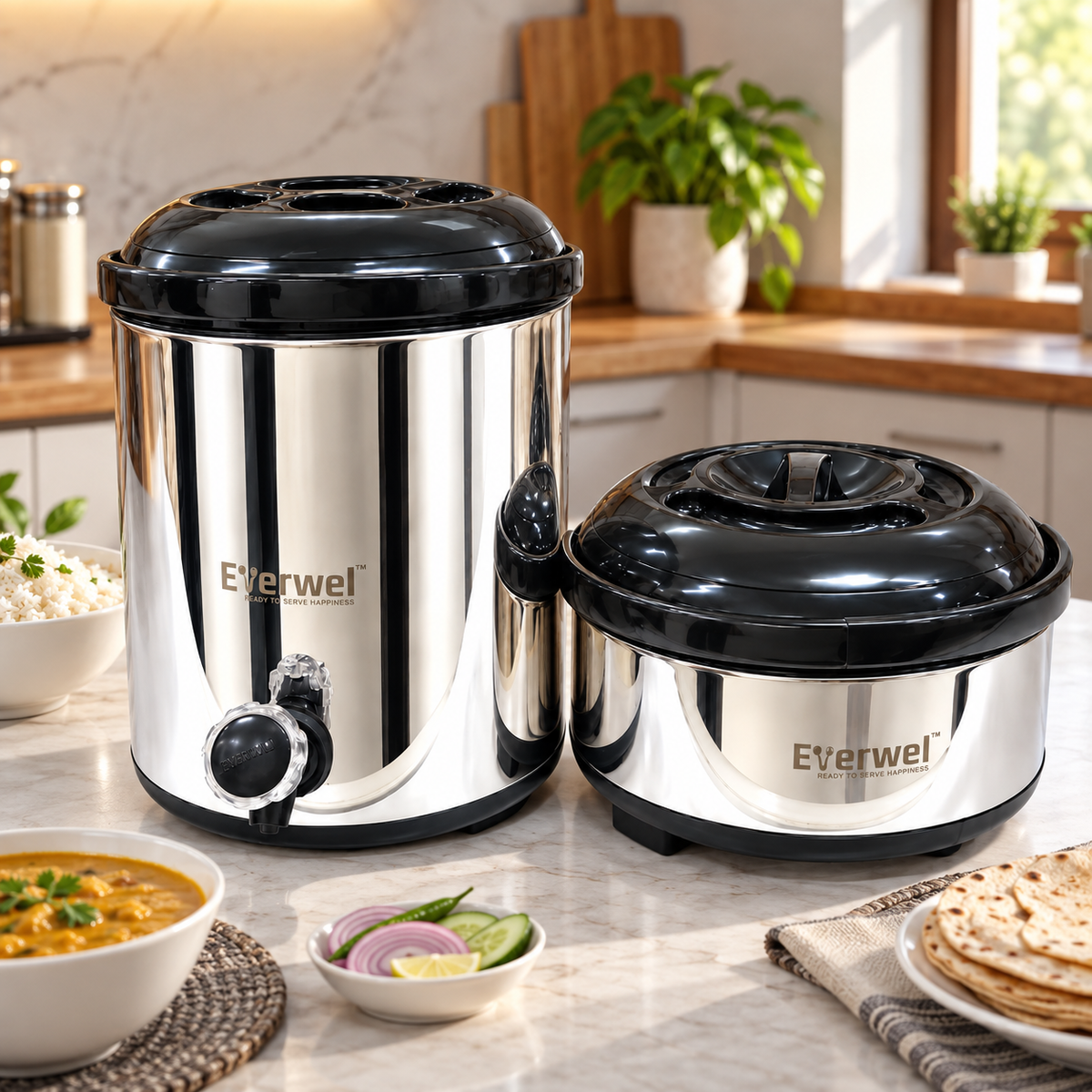 Everwel 2-Piece Insulated Food Container Set with Tap Dispenser