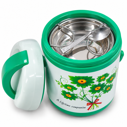 Everwel Insulated Smart Tiffin Box with 3-Tier Steel Containers, Green