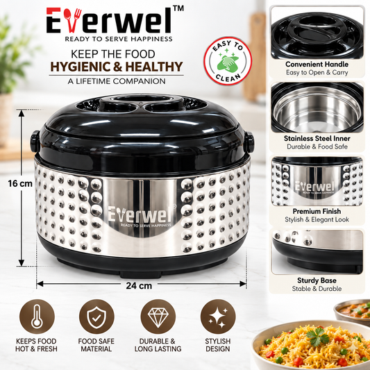 Everwel 1700 ml Insulated Casserole with Carry Handle
