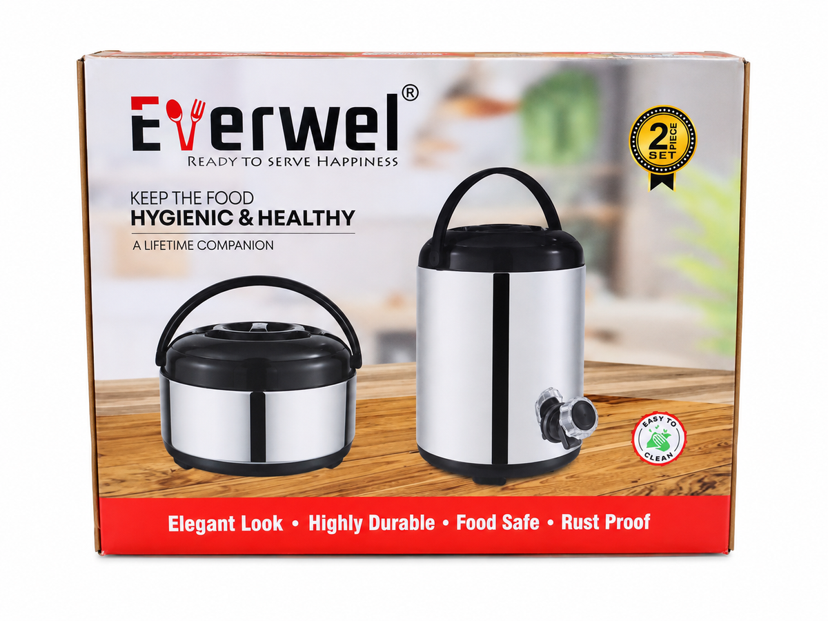 Everwel 2-Piece Insulated Food Container Set with Tap Dispenser