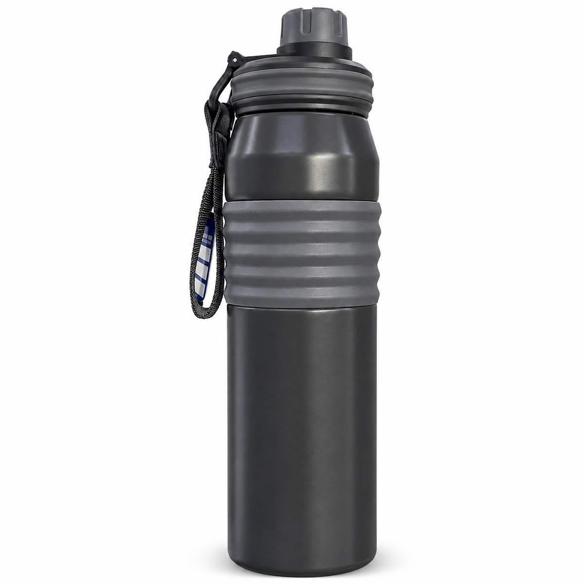 Born Chef Premium Stainless Steel Sports Water Bottle 900ml | Hot & Cold, Leak-Proof Cap, Carry Strap, Ergonomic Grip | Grey Matte Finish