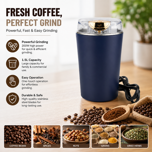 Electric Coffee & Spice Grinder – Stainless Steel, 200W