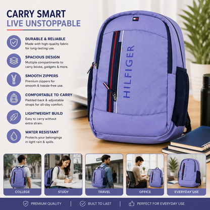 Tommy Hilfiger Backpack | Lavender Purple | School College Travel Bag
