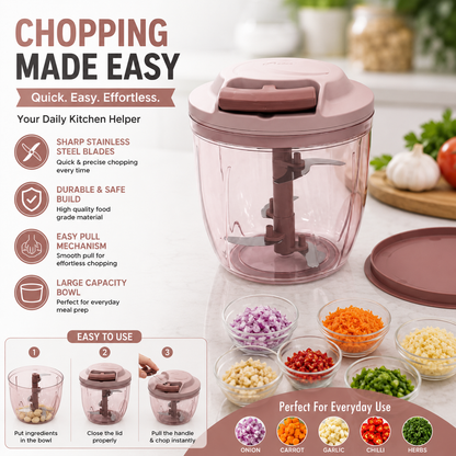 Apex Speed-X Veg Chopper 1000ml | Pink | 420 Stainless Steel Blade