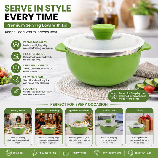 Apex Serving Bowl | Green | 750ml | BPA Free | Microwave Safe