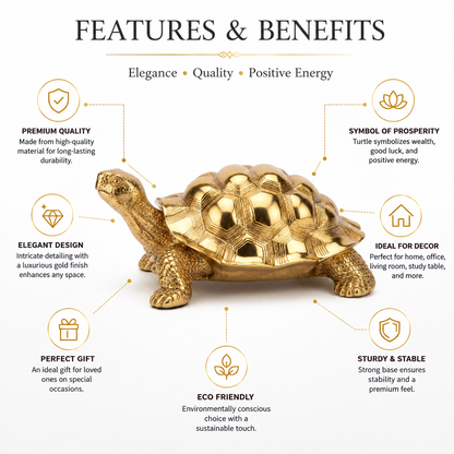 Gold Tortoise Figurine - Luxury Home Decor Showpiece