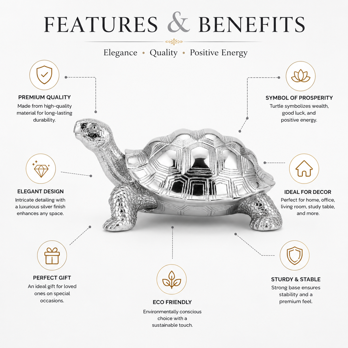 Silver Tortoise Figurine - Luxury Home Decor Showpiece