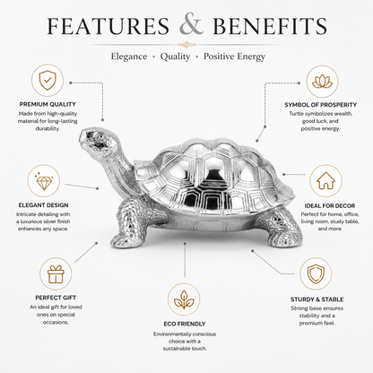 Silver Tortoise Figurine - Luxury Home Decor Showpiece