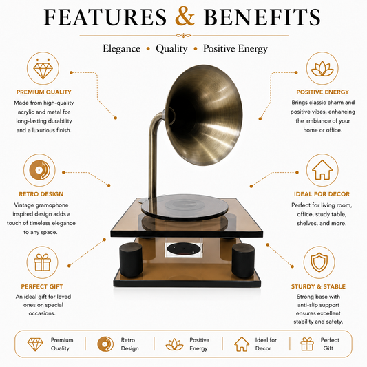 Modern Gramophone Sculpture - Vintage Retro Home Decor Showpiece