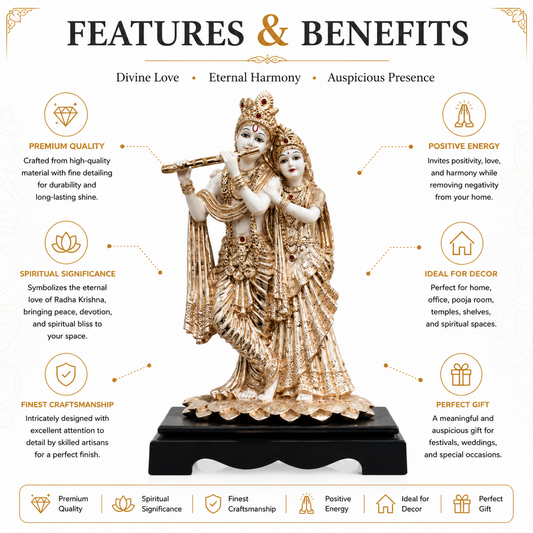 Silver Radha Krishna Idol Standing | Premium Home Decor & Gift