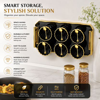 Born Chef Black & Gold Ceramic Bowl Set with Tray