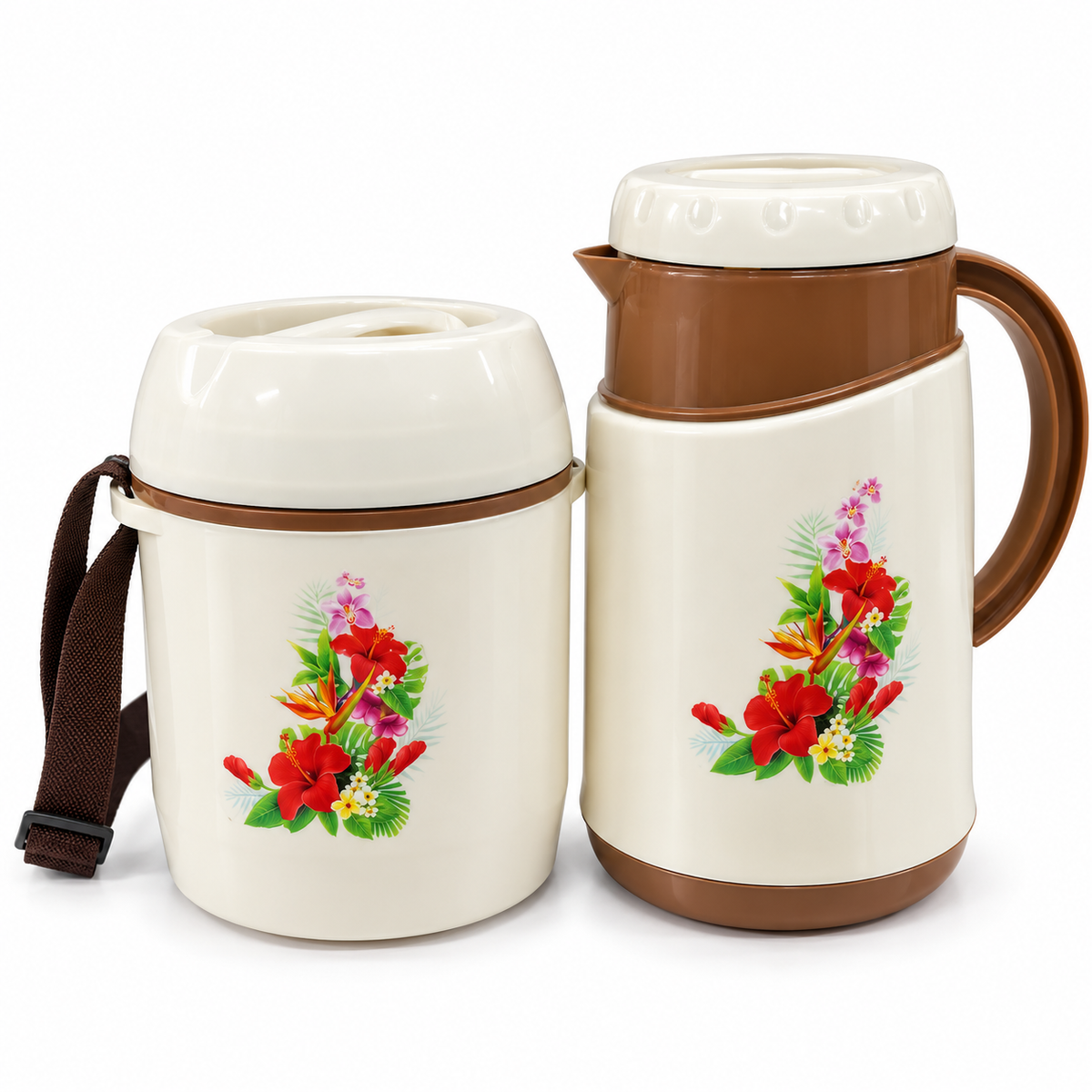 Everwel 2-Piece Insulated Jug and Tiffin Carrier Set with Steel Interior