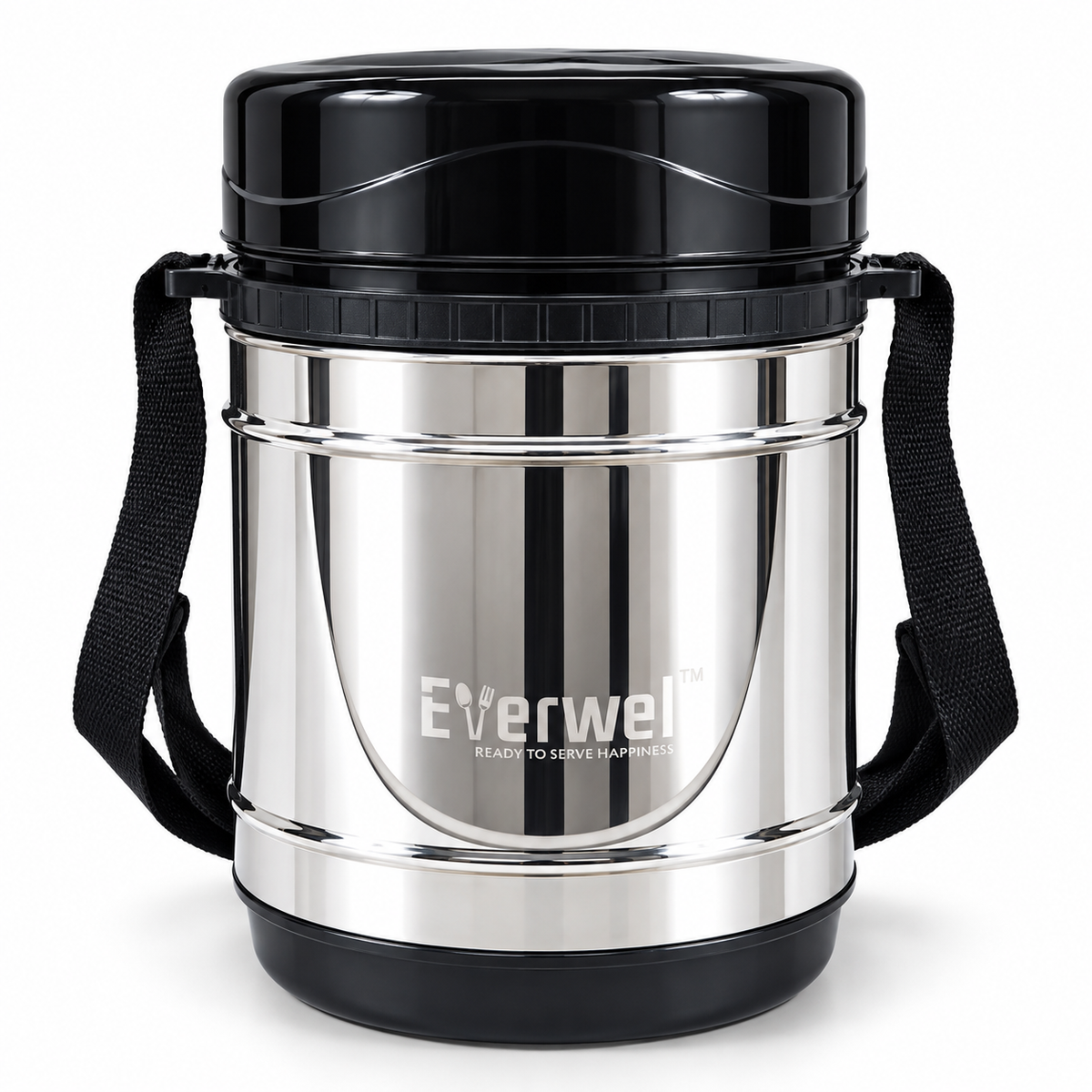 Everwel Insulated Lunch Box with 3 Steel Containers and 1 Salad Dabbi