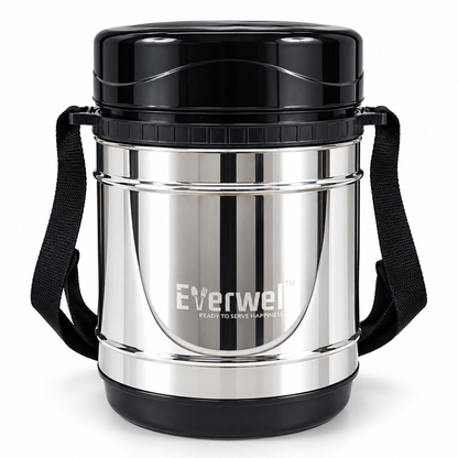Everwel Insulated Lunch Box with 3 Steel Containers and 1 Salad Dabbi