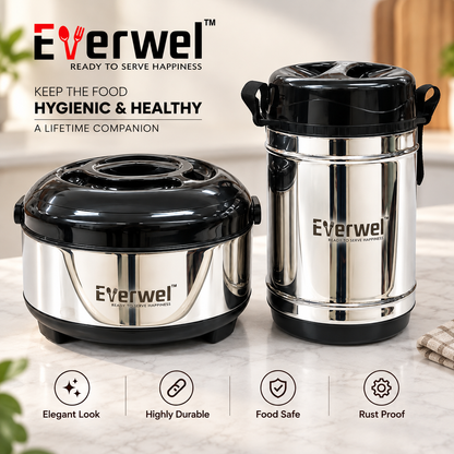 Everwel 2-Piece Insulated Casserole and Tiffin Carrier Set