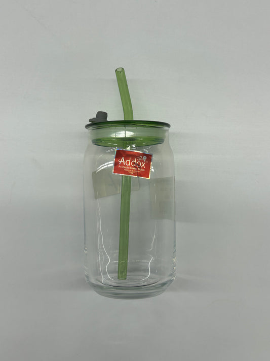 Addox Glass Tumbler with Lid and Straw
