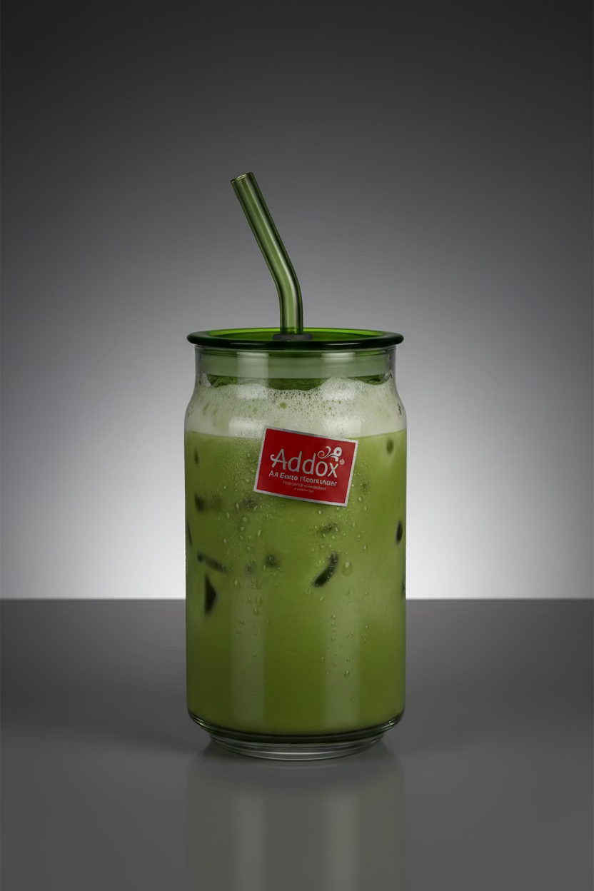 Addox Glass Tumbler with Lid and Straw