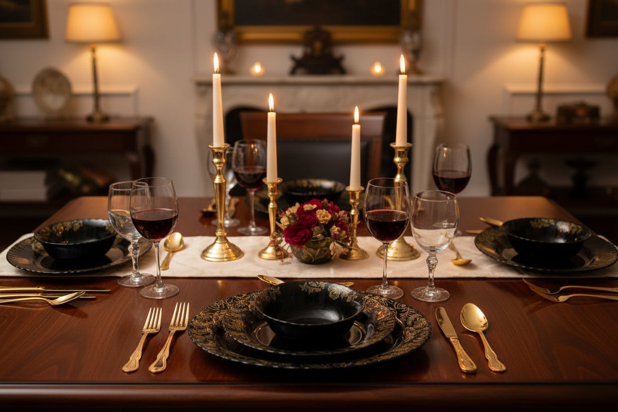 Luxury Candlelight Dining Table Set – Complete Table Setting