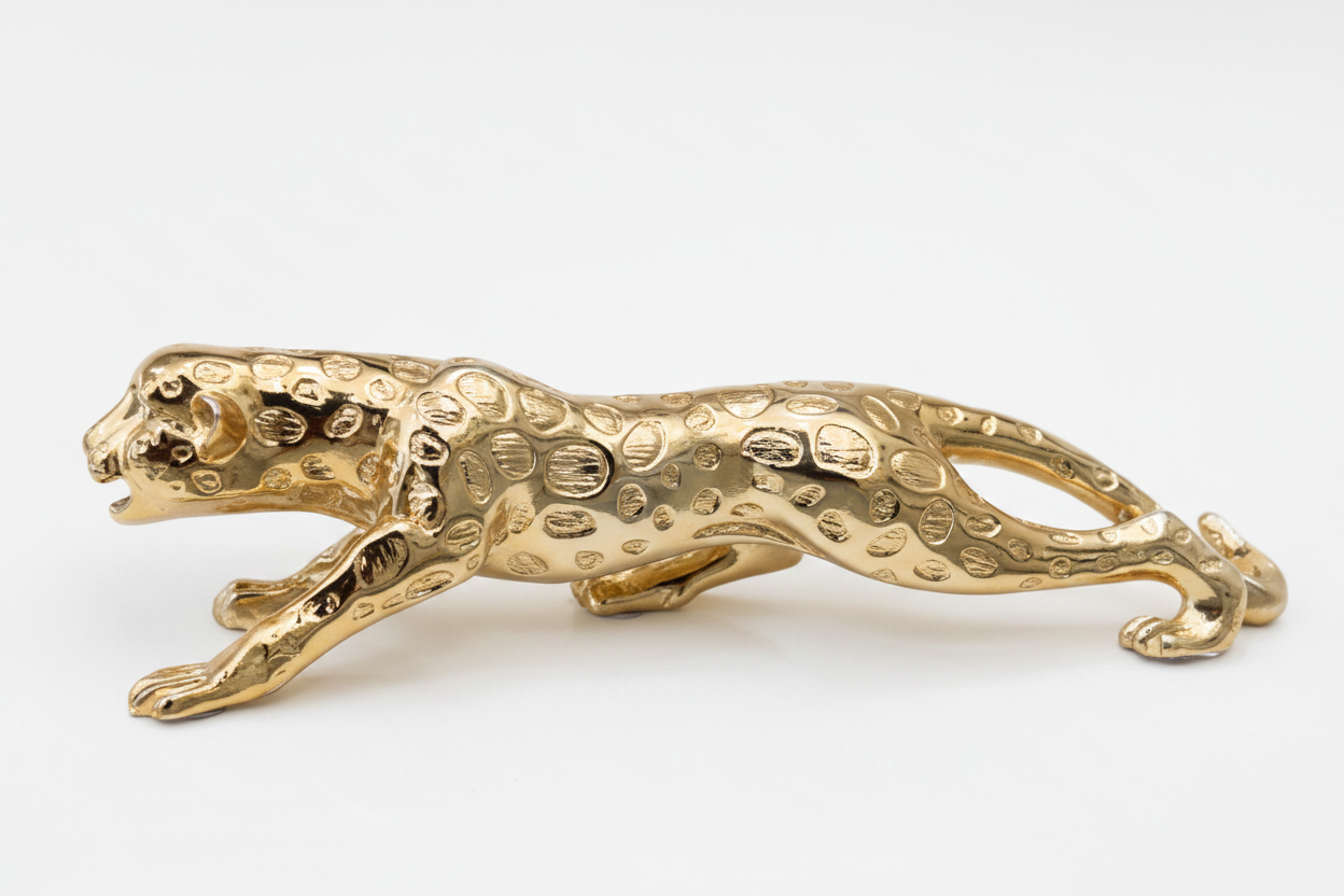 Gold Leopard Decorative Figurine | Luxury Cheetah Showpiece for Home & Office Decor
