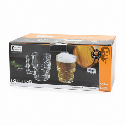 Skull Shape Glass Beer Mug – Set of 6