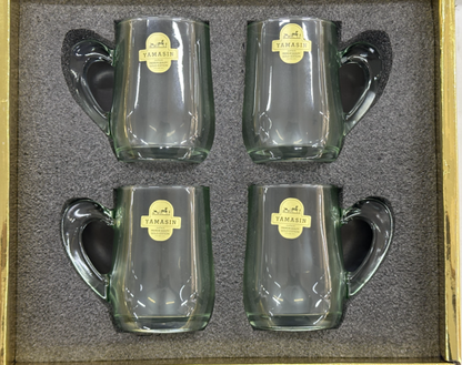Yamasin Premium Glass Mug Set | 4 Pcs | Japan Quality | Gold Edition Gift Box