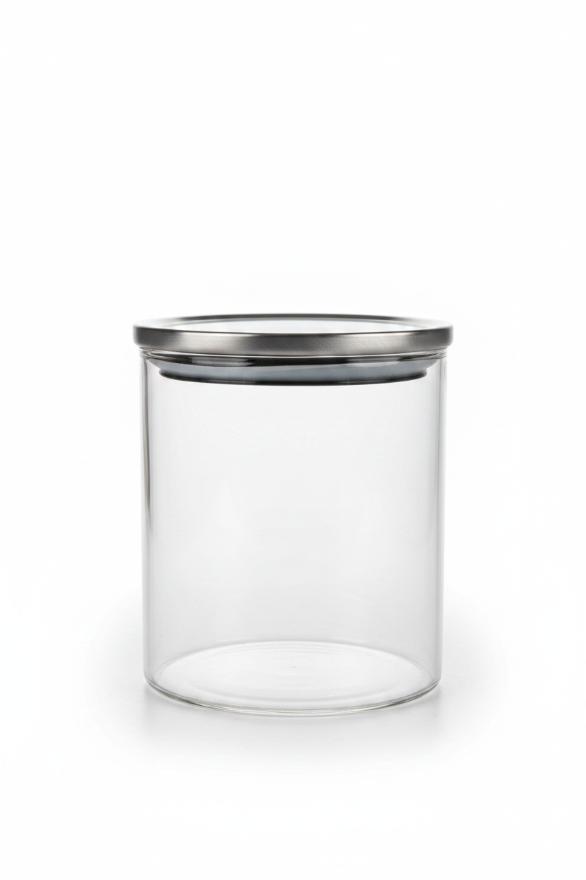 6 Piece Glass Canister Set with Chrome Metal Stand | Kitchen Storage Organizer
