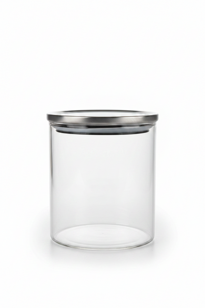 6 Piece Glass Canister Set with Chrome Metal Stand | Kitchen Storage Organizer